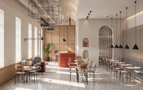Modern Japandi Cafe Interior