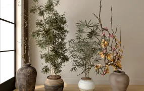 Vintage Floor Vases And Plants Decorations