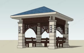 Blue Tile Square Gazebo