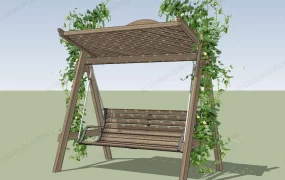 Wood Swing With Canopy And Vine