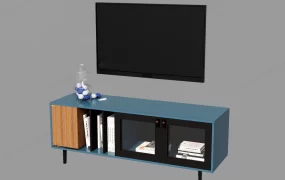 Blue TV Console Cabinet