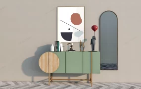 Mid Century Entry Table With Mirror