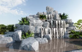 Rock Garden With Waterfall