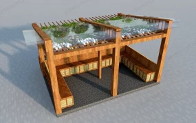 Shed Roof Pavilion With Bench