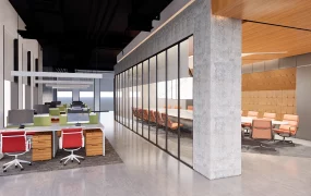 Modern Office Workspace And Conference Room