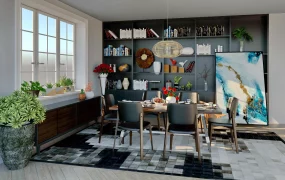 Dining Room With Bookcase Idea