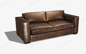 Vintage Brown Leather Loveseat