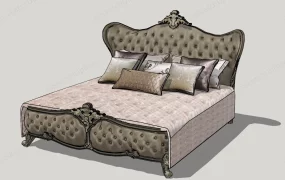 Fabric Upholstered Tufted Bed