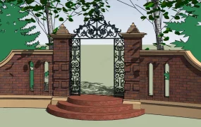 Garden Gate With Brick Wall
