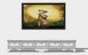 4 Drawer White TV Cabinet