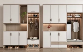 Modern Japandi Entryway & Mudroom Storage System SketchUp 3D Model
