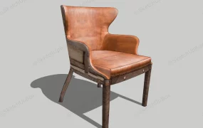 Brown Leather Dining Chair