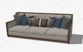 Wood Sofa With Cushions