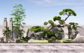 Modern Asian Fusion Rock Garden Installation