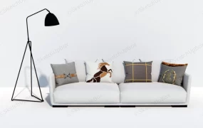 White Fabric 3 Seater Sofa