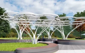 Commercial Pergola With Bench Seating