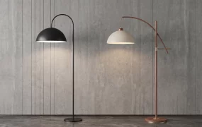 Two Mid Century Modern Arc Floor Lamps