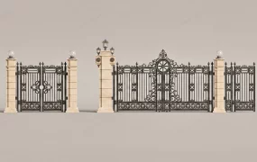 A Pair Of Ornate Wrought Iron Gates