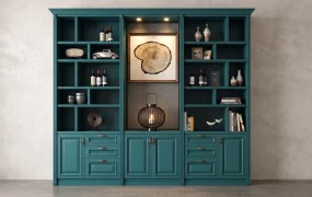 Traditional Built In Bookshelf  And Cabinet Unit