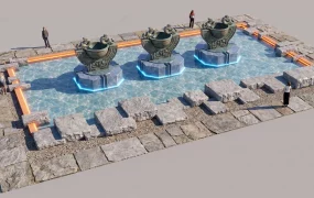 Fantasy Themed Public Plaza Water Installation