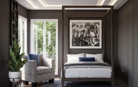 Small Sophisticated & Moody Bedroom