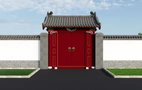 Chinese Courtyard Gate And Walls