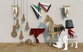 Horse And Rhino Wooden Bookcase