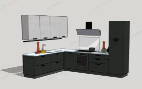 Black Kitchen Cabinet With Hanging Cabinet