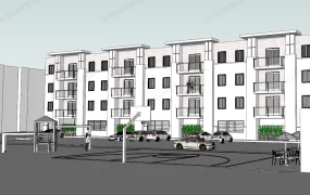 Residential Apartment Building And Playground