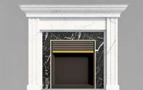 White And Black Marble Fireplace