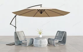 3 Piece Patio Chat Set With Umbrella