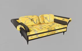 Yellow Fabric Recliner Sofa