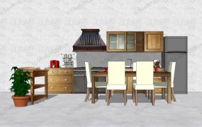 French Country Kitchen And Dining Combo