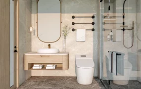 Modern Bathroom With Shower And Toilet