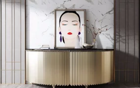 Modern Curved Console Cabinet