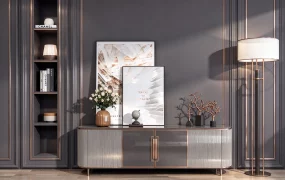 Modern Luxury Dark Charcoal Credenza SketchUp 3D Model