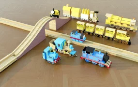 Wooden Toy Train Track Set