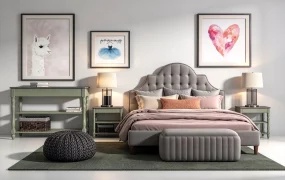 Classical Tufted Upholstered Bedroom Suite