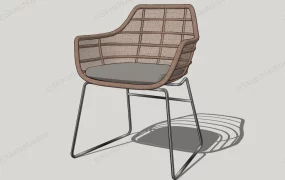 Rattan And Metal Armchair