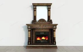 Antique Carved Wood Fireplace