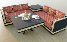 Vintage Corner Sofa And Table Set