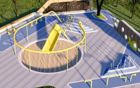 Modern Outdoor Children Playground Landscape Scene SketchUp 3D Model