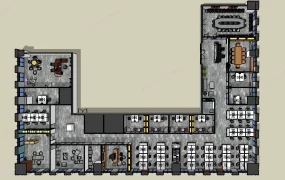 U Shaped Corporate Office Floor Plan