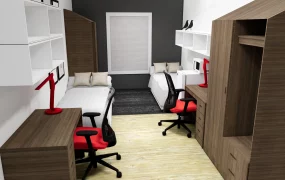 Modern Dormitory Room With Two Beds