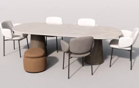 7 Piece Oval Dining Table Set