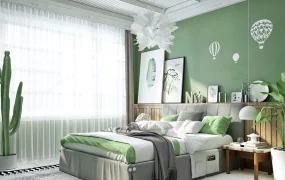 Green Farmhouse Bedroom Idea