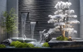 Serene Zen Water Feature Courtyard