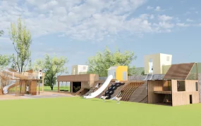 Wooden Children Park Playground
