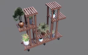 Multi Tier Wooden Plant Stand With Wheels