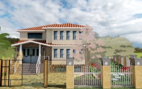 Two Story House With Garden Design